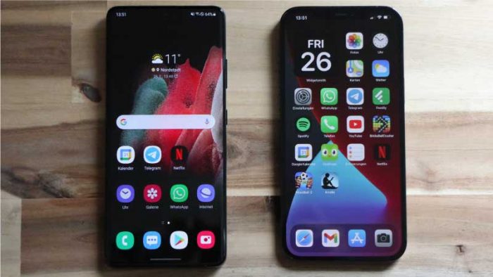 مقایسه s21 ultra با ایفون ۱۲ پرو مکس از نظر صفحه نمایش